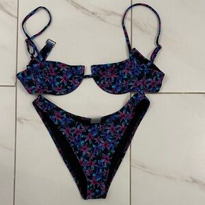 Floral Black Bikini Set